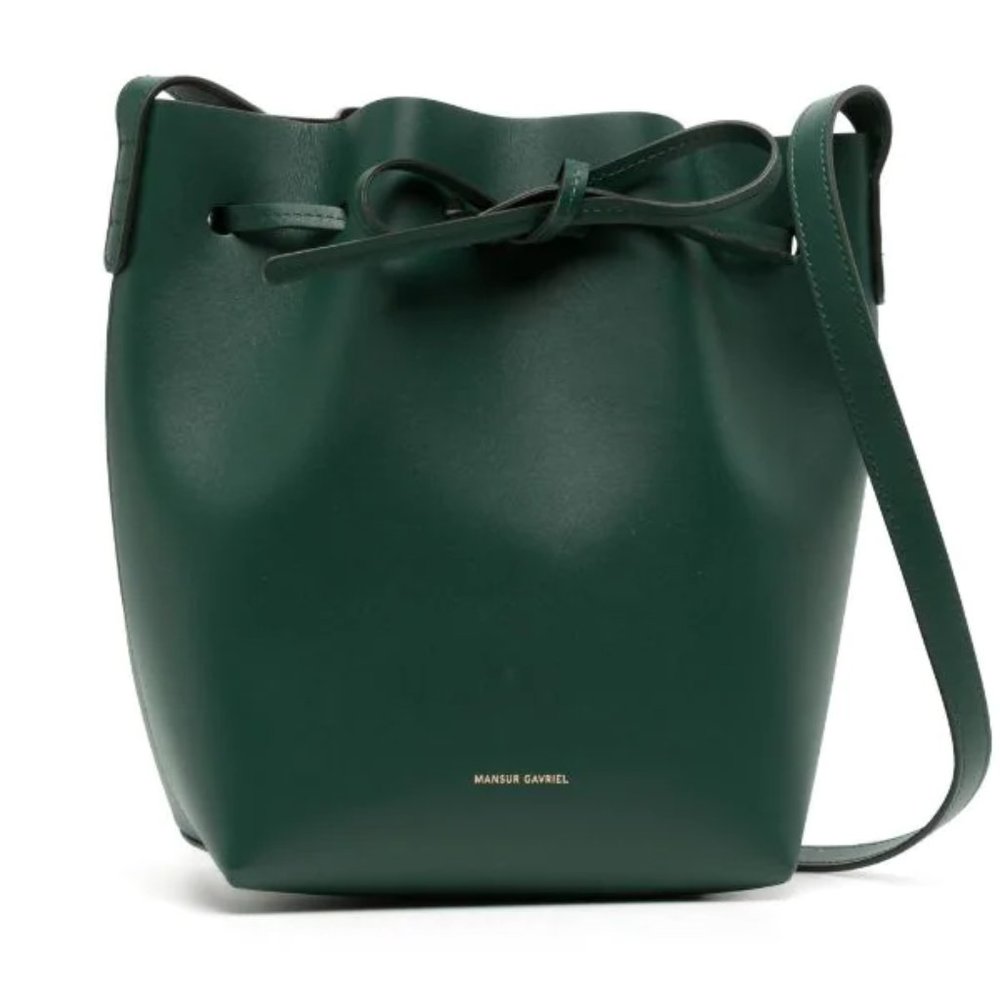 Mansur Gavriel Mini Mini Bucket Bag in Dark Green